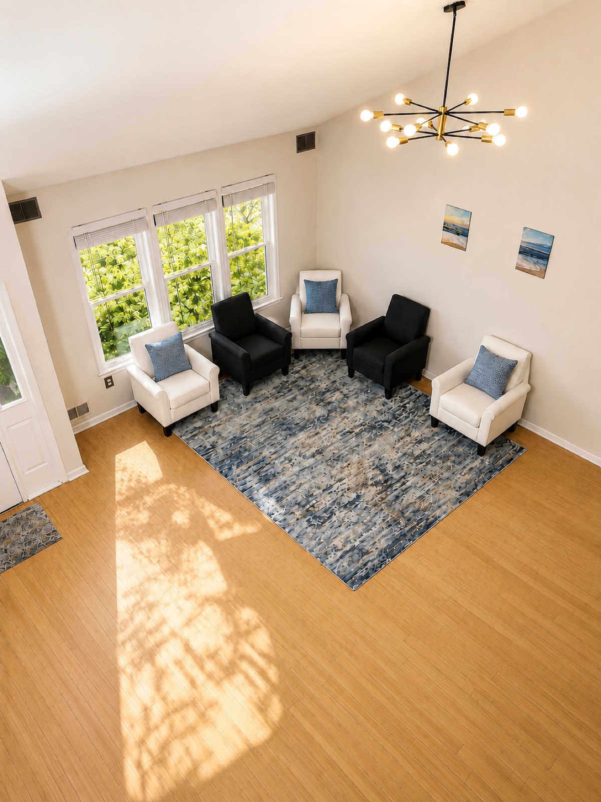 The living room from above